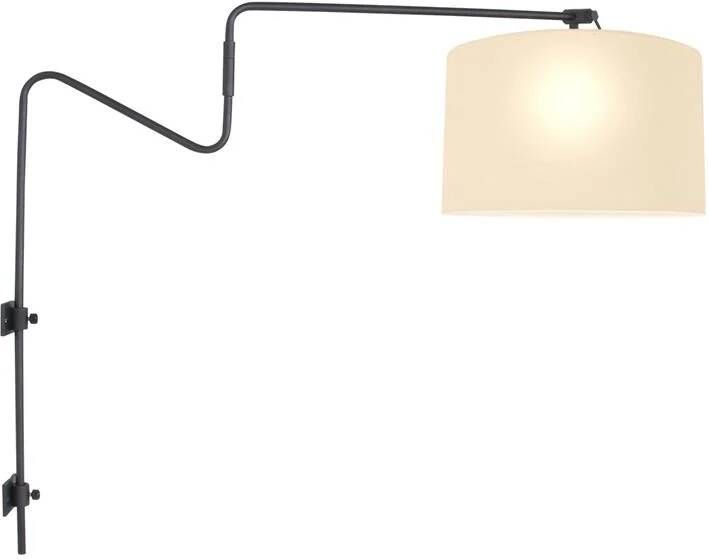 Steinhauer wandlamp Linstrom zwart linnen metaal schemerlamp E27 3724ZW