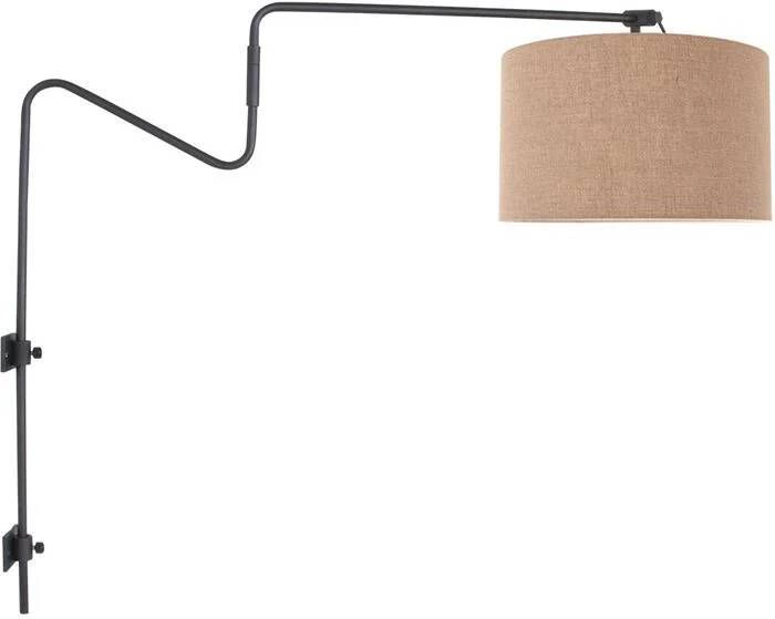 Steinhauer wandlamp Linstrom zwart linnen metaal schemerlamp E27 3725ZW