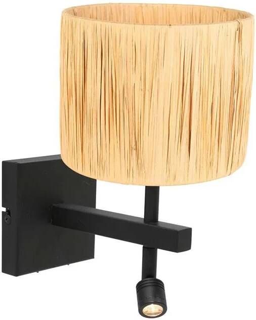 Steinhauer wandlamp Stang zwart linnen metaal bedlampje LED_E27 3702ZW