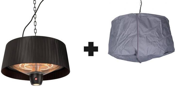 Sunred COMBIDEAL Heater & Hoes Artix Bright lijn Zwart Hangend model Terrasverwarmer Infraroodstraling 1500 W – ECO 3 standen LED Afstand bestuurbaar Elektrische heater