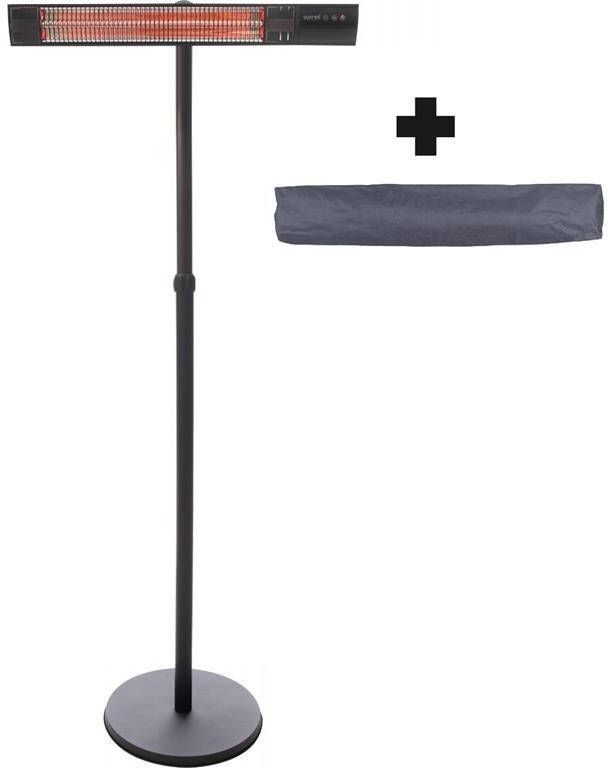 Sunred COMBIDEAL Heater & Hoes Dark lijn Zwart Staand model Terrasverwarmer – Carbon rosé goud technologie 2500 W – ECO 3 standen Afstand bestuurbaar Elektrische heater