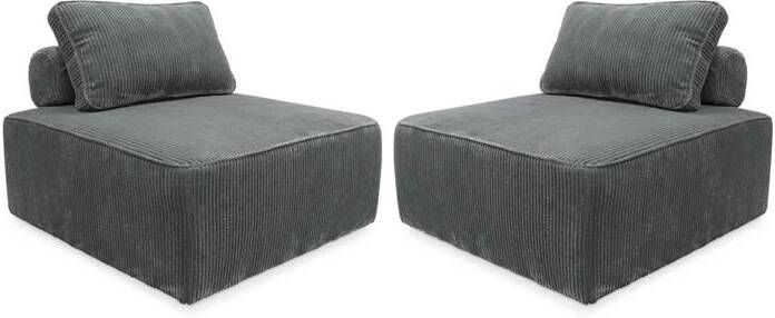 Sweeek Fauteuil voor modulaire bank ribfluweel (set van 2)