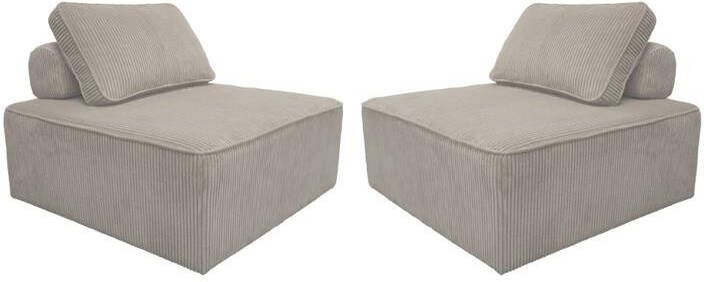 Sweeek Fauteuil voor modulaire bank ribfluweel (set van 2)