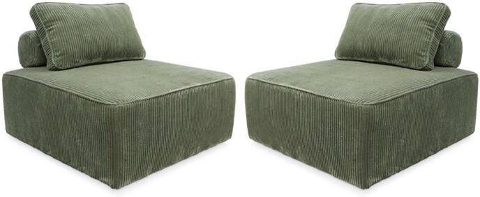 Sweeek Fauteuil voor modulaire bank ribfluweel (set van 2)