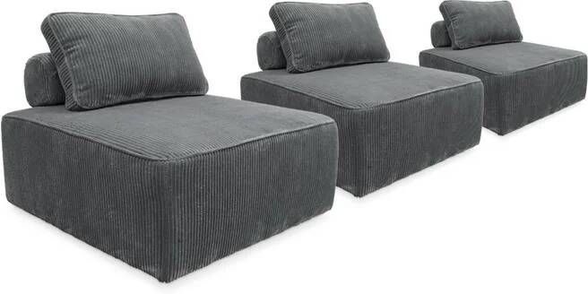 Sweeek Chaise voor modulaire bank in ribfluweel (set van 3)
