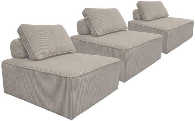 Sweeek Chaise voor modulaire bank in ribfluweel (set van 3)