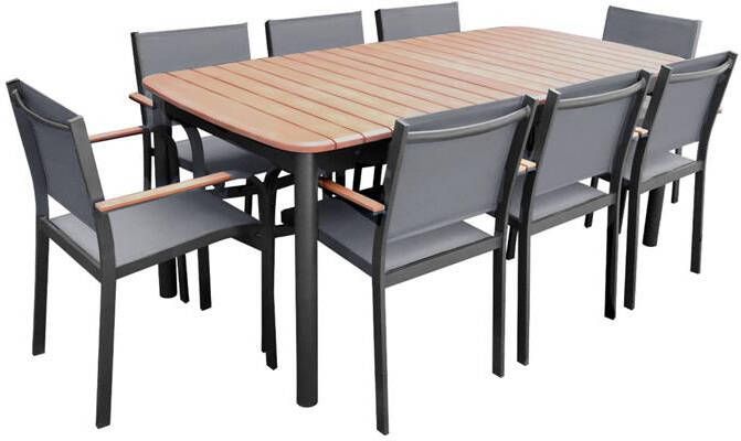 Sweeek Complete tuinset vlinder tuintafel 190 250cm+ 8 fauteuils