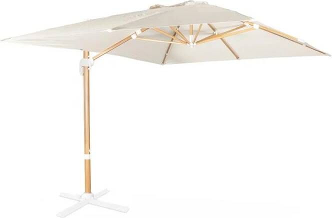 Sweeek Rechthoekige parasol 3x4m paal met houteffect