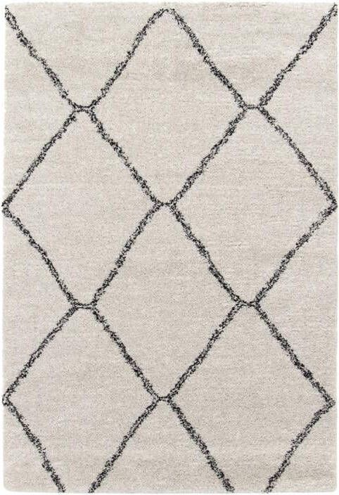 Sweeek Shaggy tapijt lange pool berber-stijl wit en zwart