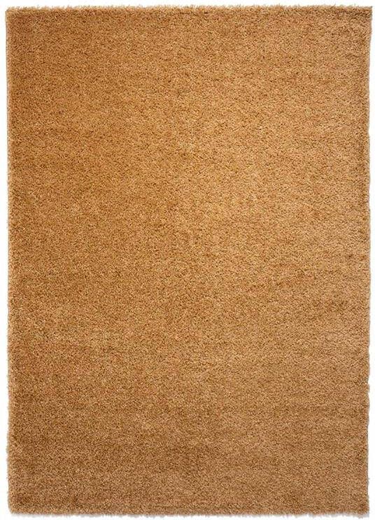 Tapeso Hoogpolig vloerkleed shaggy Trend effen goud 140x200 cm