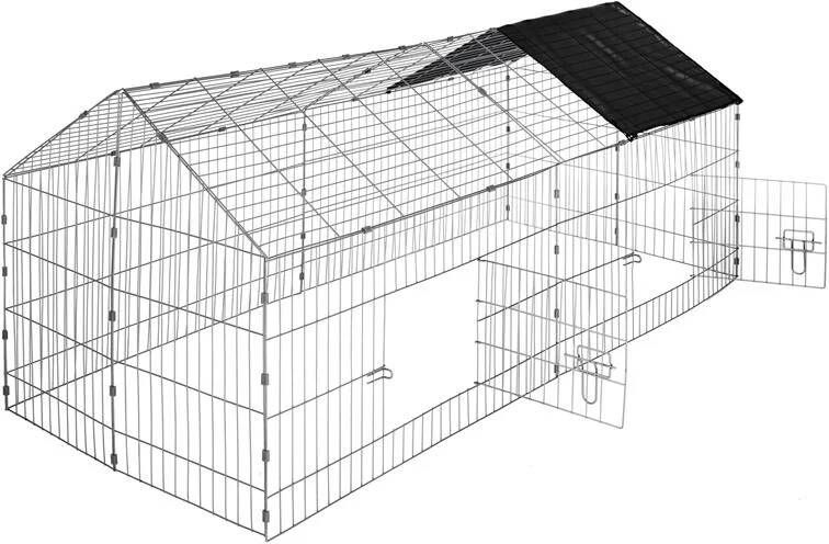 Tectake konijnenren met zonnescherm zwart- 402421