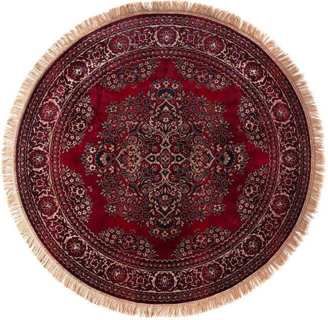 Tier Vintage Vloerkleed Rond Brissac Rood met franjes 140 cm