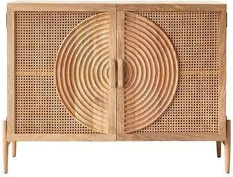 Tikamoon Sina Buffetkast van massief mangohout en rotan 115 cm