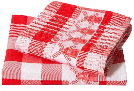 Twentse Damast Theedoekenset 6 stuks Molen Rood