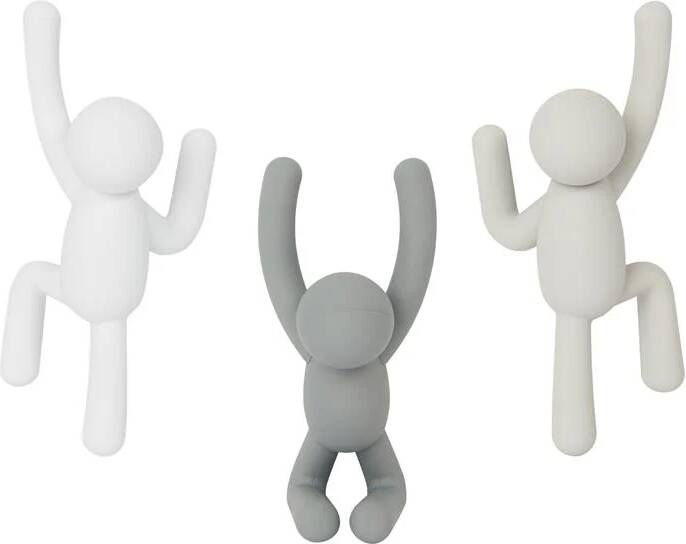 Umbra Wandhaak Buddy Set van 3 stuks Wit Grijs