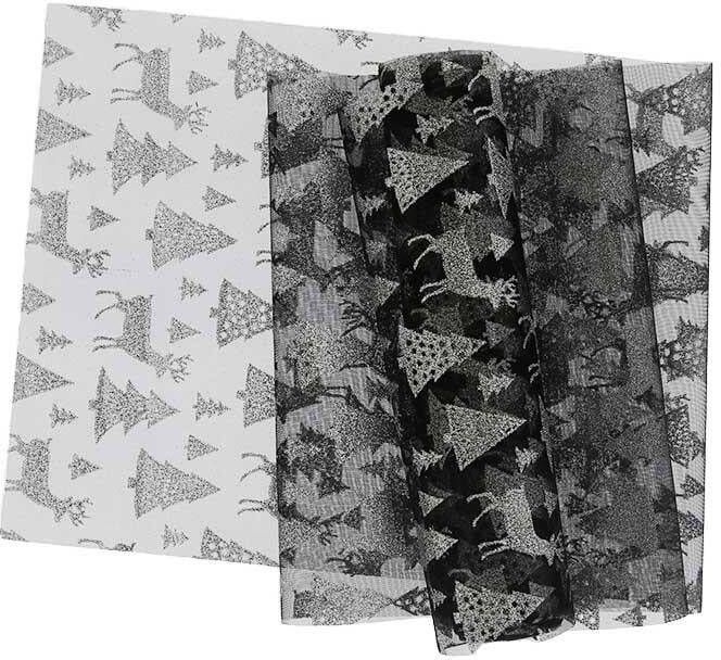 Unique Living Decofabric Glitter Forest 28x300cm Black