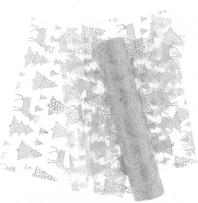 Unique Living Decofabric Glitter Forest 28x300cm Silver