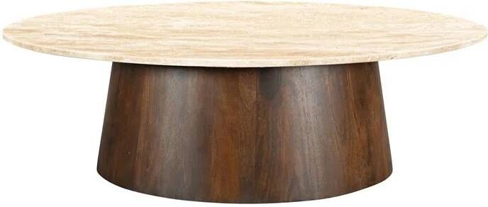 Sohome Ovale Salontafel Bailey Mangohout en Travertin 120 x 65cm Bruin Ovaal Japandi