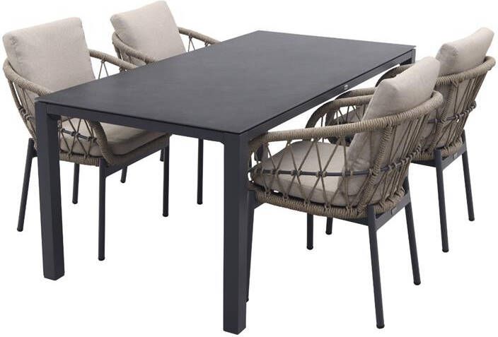 Van der Garde Tuinmeubelen VDG Julia|Chaneo tuinset 180x90 cm. 5-delig