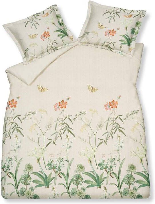 Vandyck Dekbedovertrek Flower Garden Cream Tan | Ivoor | Beige | Satijnkatoen