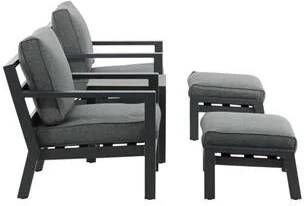 Nohr Loungeset Searra Met 2 stoelen voetenbank en tafel Zwart Grijs - Foto 2