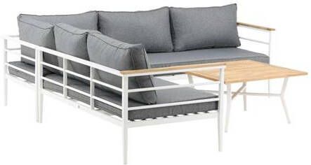 Nohr Loungeset Constantina Teakhout Met hoekbank en tafel Wit - Foto 2