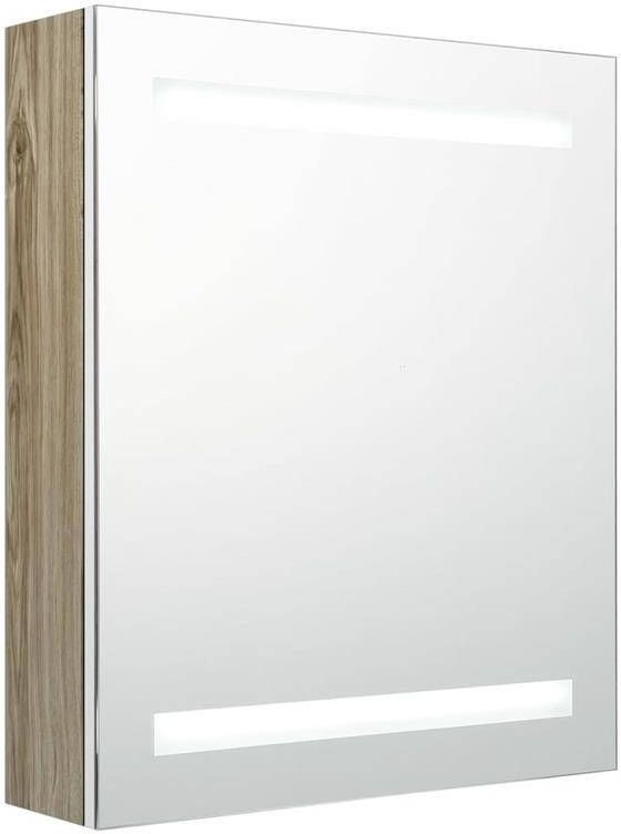 VidaXL Badkamerkast met spiegel en LED 50x14x60 cm wit eikenkleurig