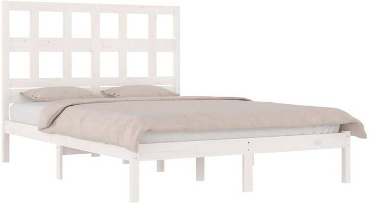 vidaXL Bedframe massief grenenhout wit 120x190 cm 4FT Small Double