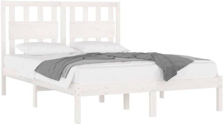 vidaXL Bedframe massief grenenhout wit 120x190 cm 4FT Small Double