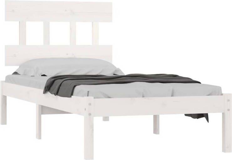 vidaXL Bedframe massief hout wit 90x190 cm Single