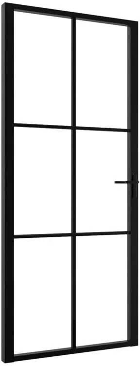 VidaXL Binnendeur 93x201 5 cm ESG-glas en aluminium zwart