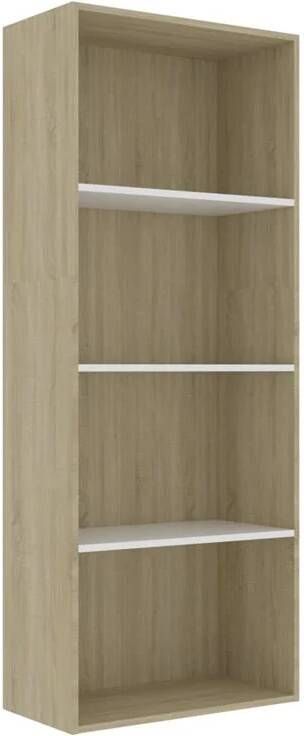 VidaXL Boekenkast 4 schappen 60x30x151 5 cm hout wit eikenkleur