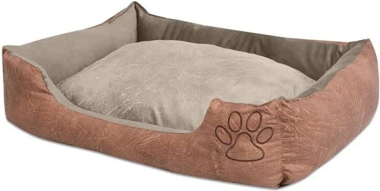 VidaXL Hondenbed Kussen Pu-kunstleer Maat Xl Beige