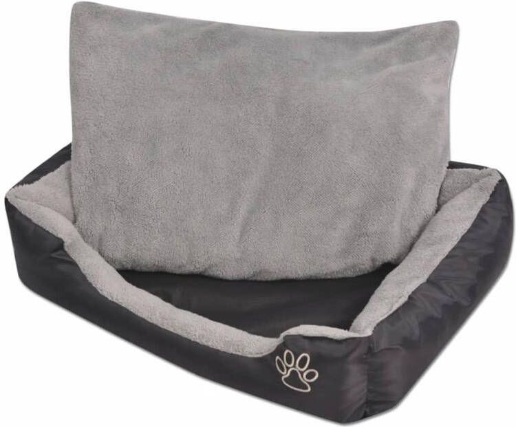 VIDAXL honden kattenbed gewatteerd kussen maat XL zwart 90x70x20cm