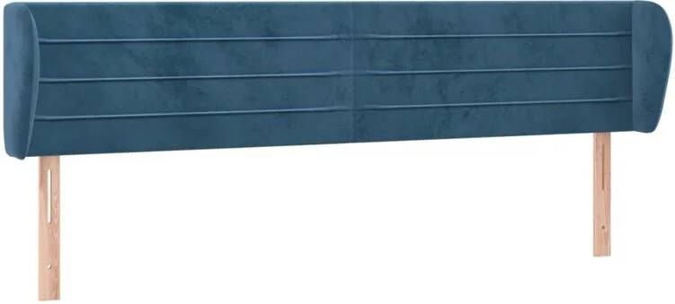 VidaXL Hoofdbord met randen 163x23x78 88 cm fluweel donkerblauw