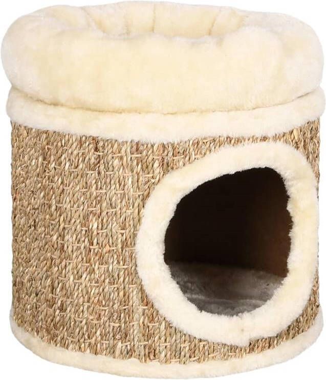 VidaXL Kattenhuis met luxe kussen 33 cm zeegras