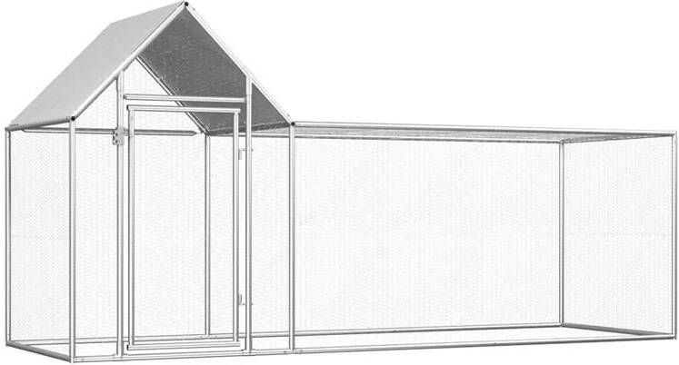 VIDAXL Kippenren Zilver 3 X 1 X 1.5 M Kippen Ren