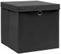 VidaXL -Opbergboxen-met-deksels-4-st-28x28x28-cm-zwart - Thumbnail 2