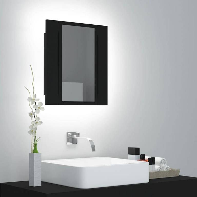 VidaXL Prolenta Premium Badkamerkast met spiegel en LED 40x12x45 cm zwart