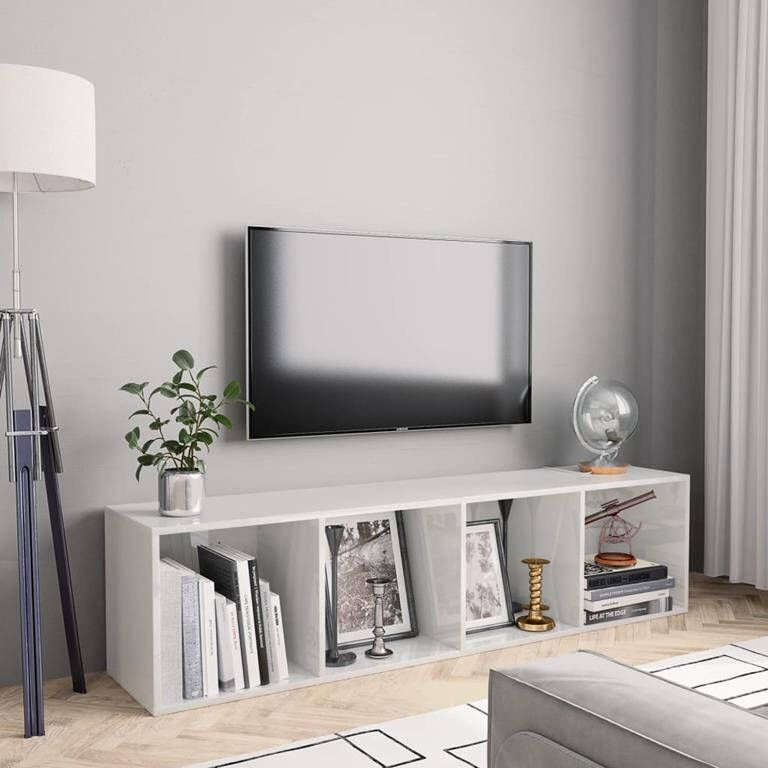 vidaXL Prolenta Premium Boekenkast|tv-meubel 143x30x36 cm hoogglans wit