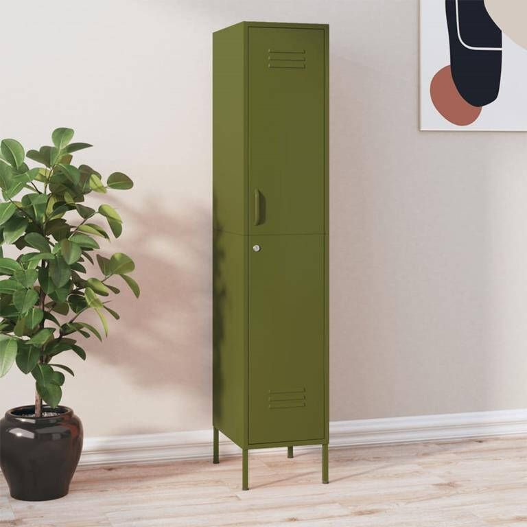 vidaXL Prolenta Premium Lockerkast 35x46x180 cm staal olijfgroen