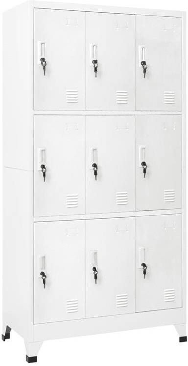 vidaXL Prolenta Premium Lockerkast met 9 vakken 90x45x180 cm staal grijs