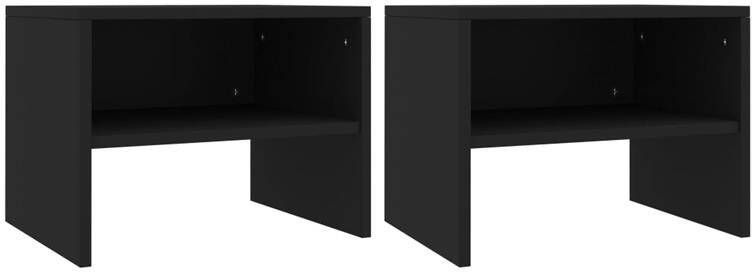 VidaXL Prolenta Premium Nachtkastjes 2 st 40x30x30 cm bewerkt hout zwart
