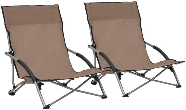 VidaXL -Strandstoelen-2-st-inklapbaar-stof-taupe