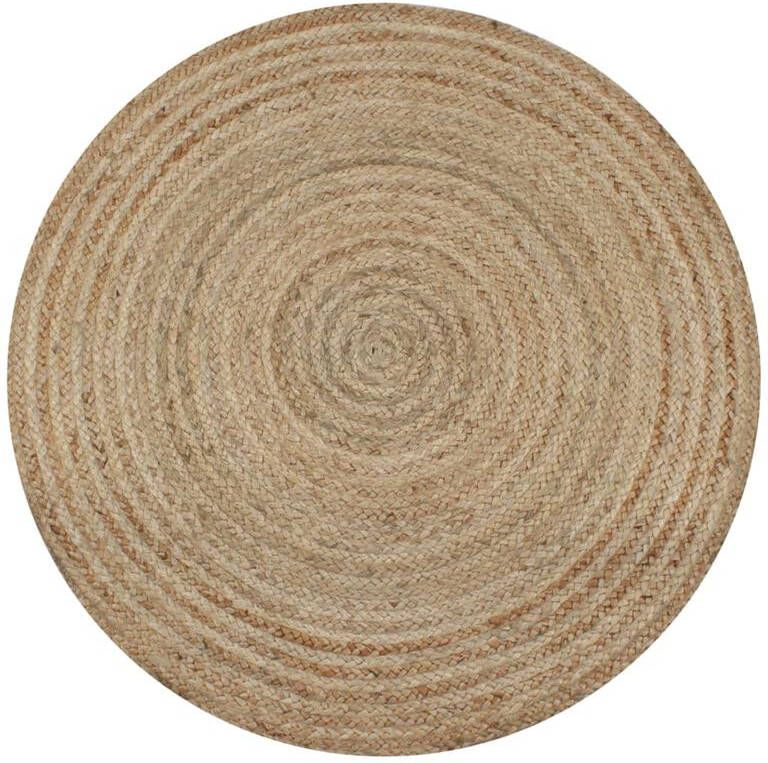 VidaXL Tapijt rond 120 cm gevlochten jute