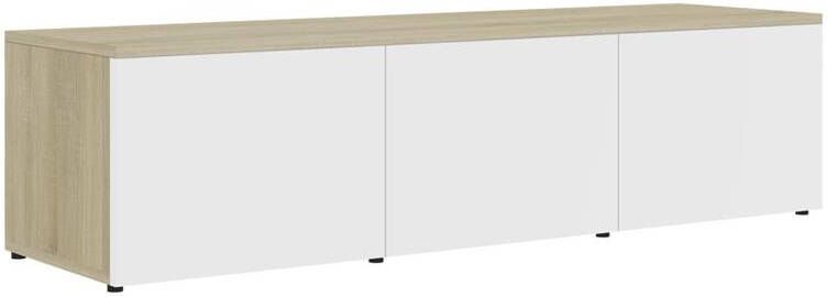 VidaXL Tv-meubel 120x34x30 cm spaanplaat wit en sonoma eikenkleurig