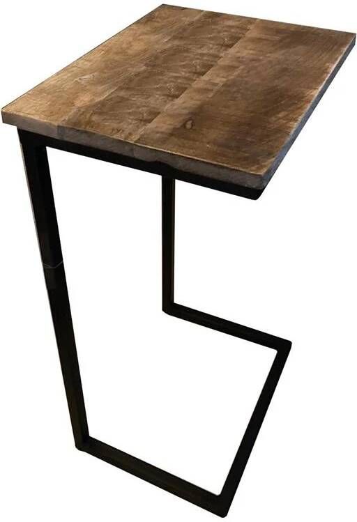Vtw Living Mangohouten Bijzettafel 38x30x65 cm Metaal Mangohout