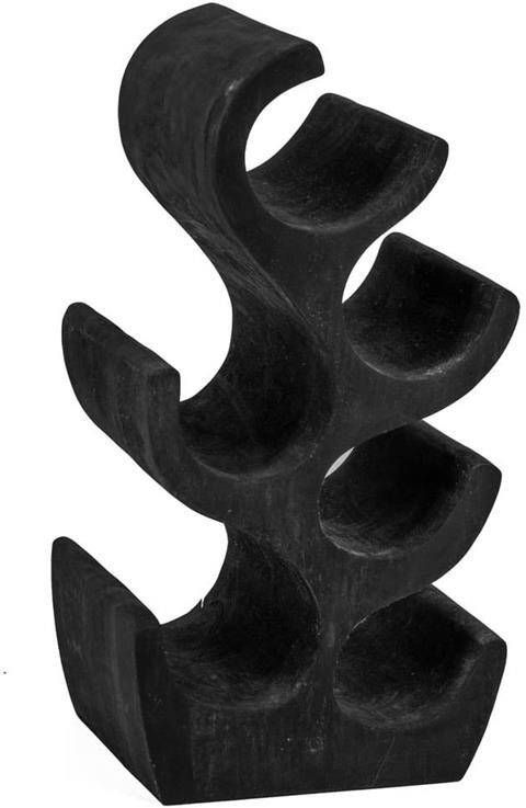 Vtw Living Wijnrek van Teakhout Wijnrekken Hout Zwart 20 x 15 x 50 cm