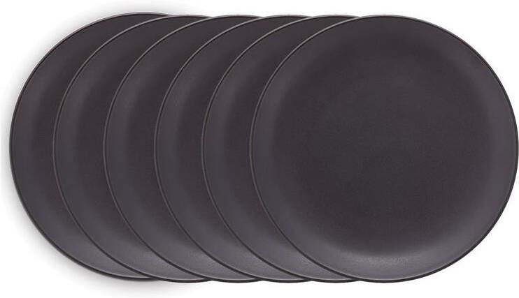 Vtwonen Dinerborden Bordenset Mat zwart 25 5cm Set van 6