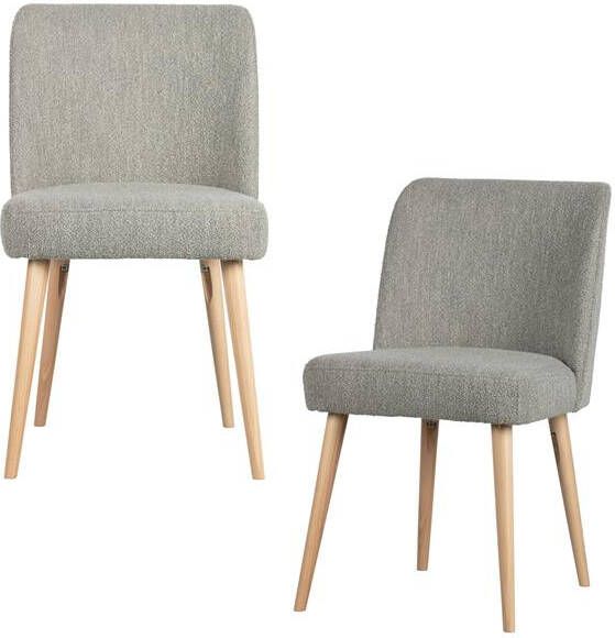 vtwonen Force Eetkamerstoelen Bouclé Grijs Set van 2